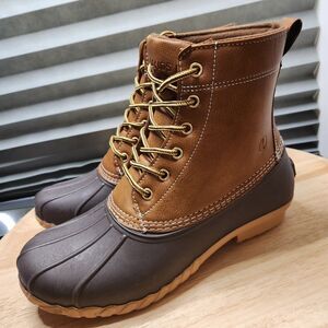 Lands’ End Haze Duck Boots – Men’s Size 8, Cognac Brown, NWT, Water Resistant